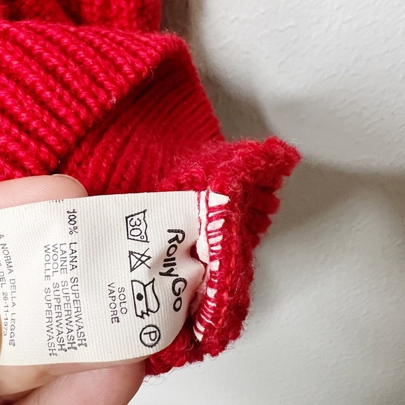 Vintage RollyGo Sweater Red 100% Wool Made in Italy Knit - Picture 8 of 8